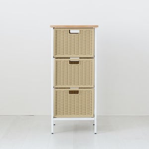 알로타 선반 3단 라탄 세트 390x340x875mm, 3단, 화이트/내추럴 2852.0123