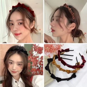 명품머리띠 얇은머리띠 벨벳 리본 반다나 헤어밴드
