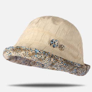 사이즈조절 바스락 버킷햇 여성 가을 챙 모자 레오파드 단추 벙거지모자