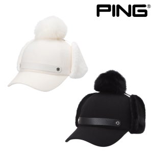 핑 골프웨어 여성 골프 모자 퍼방울 귀달이 방한 귀도리 볼캡 선물 PING D4CP053