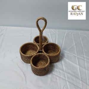 GC라탄 원형 콘디멘트 홀더 라탄 바스켓 바구니 카페 주방 테이블 양념통 커피 GC514