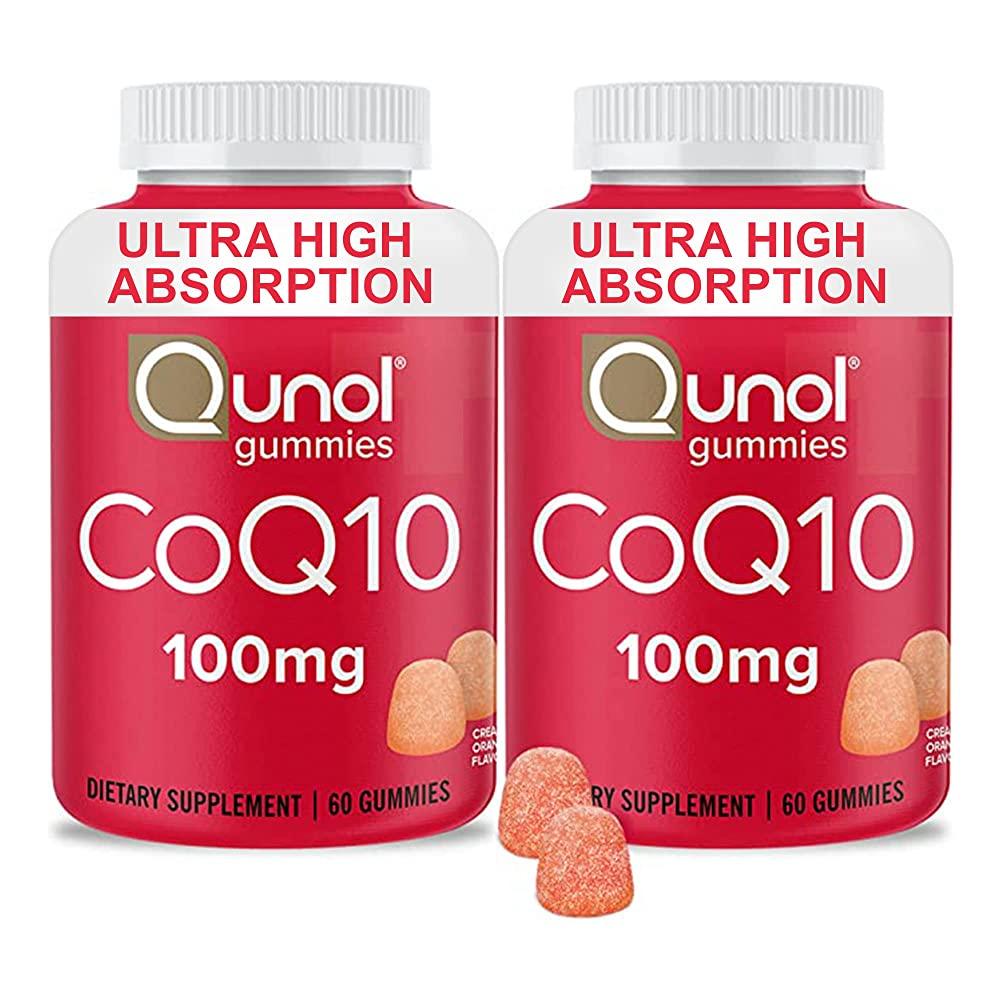 큐놀 Qunol 코큐텐 <b>구미</b> 젤리 <b>CoQ10</b> <b>100mg</b> 60정 2개 크리미 오렌지