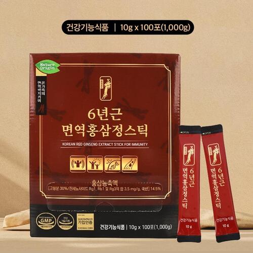 네이처오리진 <b>6년근</b> 면역 <b>홍삼정 스틱 10g</b> x 100포 1박스 선물용
