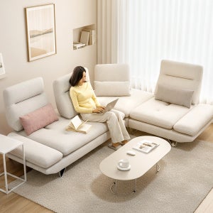 스윙소파 기능성 아쿠아텍스 패브릭소파 라온 스툴포함, 라이트그레이