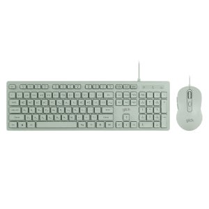 지클릭커 오피스프로 인체공학 저소음 유선 키보드 마우스 세트 GMK-300 그린