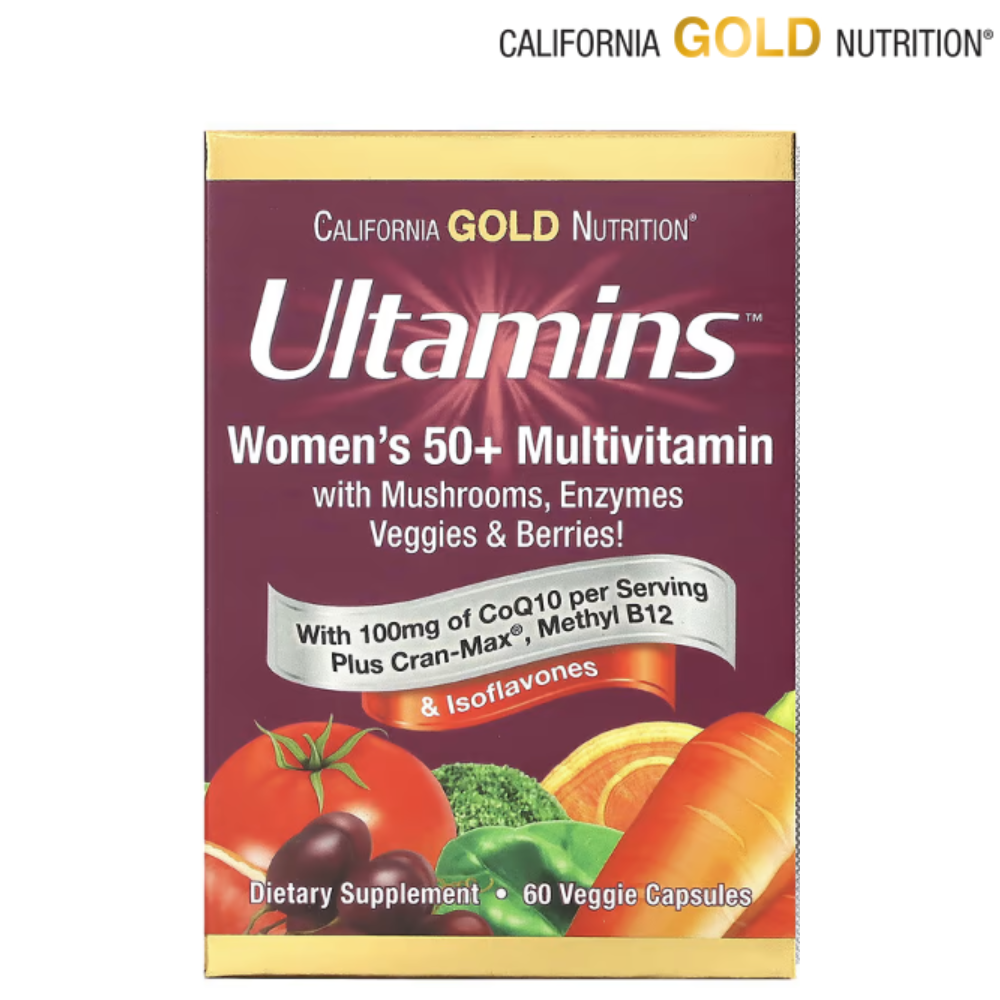 캘리포니아 골드 뉴트리션 Ultamins Women’s 50+ 종합비타민 60베지캡슐 CoQ10 여성 50대이상