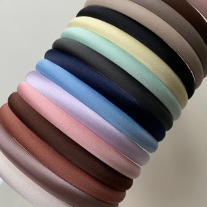 (1+1) 슬림 볼륨 머리띠 무지 헤어밴드 18컬러 새틴 레더 기본 얇은머리띠 12mm
