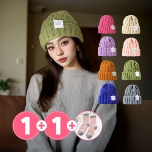 로에드 1+1 여자비니 겨울 꽈배기 골지 니트비니 숏비니 모자