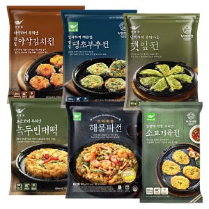 사옹원 명절전 6종세트(김치전 부추전 깻잎전 녹두전 해물파전 소고기육전) 모듬전 부침개