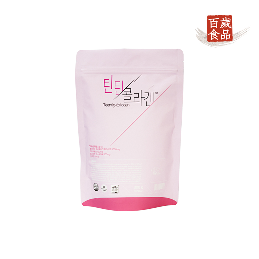 <b>백세식품</b> 틴틴<b>콜라겐</b> 분말 300g 2개월분 HACCP 일일권장함량 초저분자 <b>피쉬콜라겐</b>