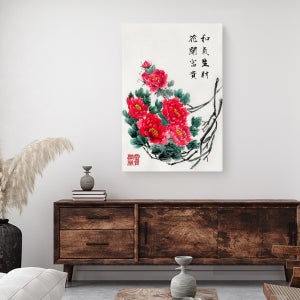 동양화 민화 한국화 그림 캔버스 액자 거실 인테리어 화개부귀 목단 20호[53.0x72.7cm]