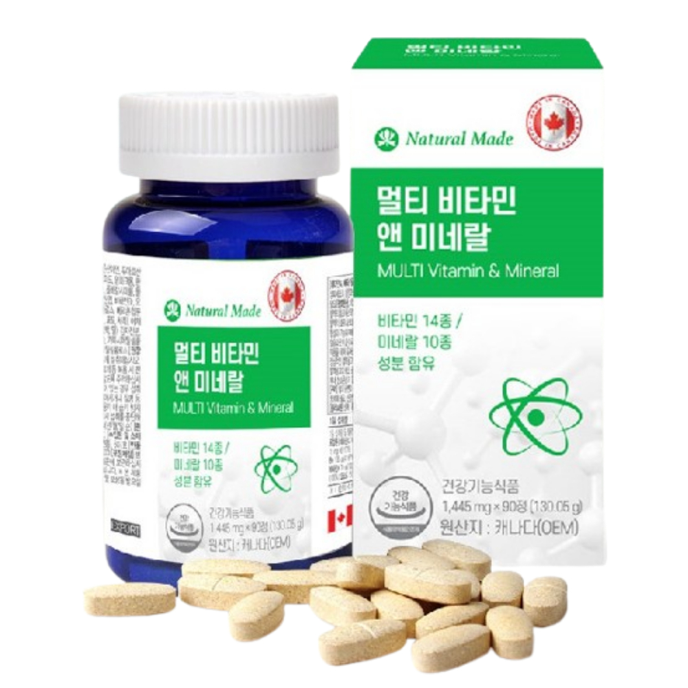 종합 멀티 비타민 B군 B3 B7 B9 A C K 판토텐산 나이아신 미네랄 90정