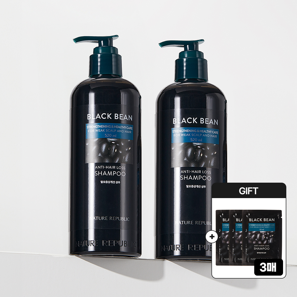 천연계면활성제 설페이트ZERO 네이처리퍼블릭 블랙빈 탈모증상개선 샴푸 520ml, 2개