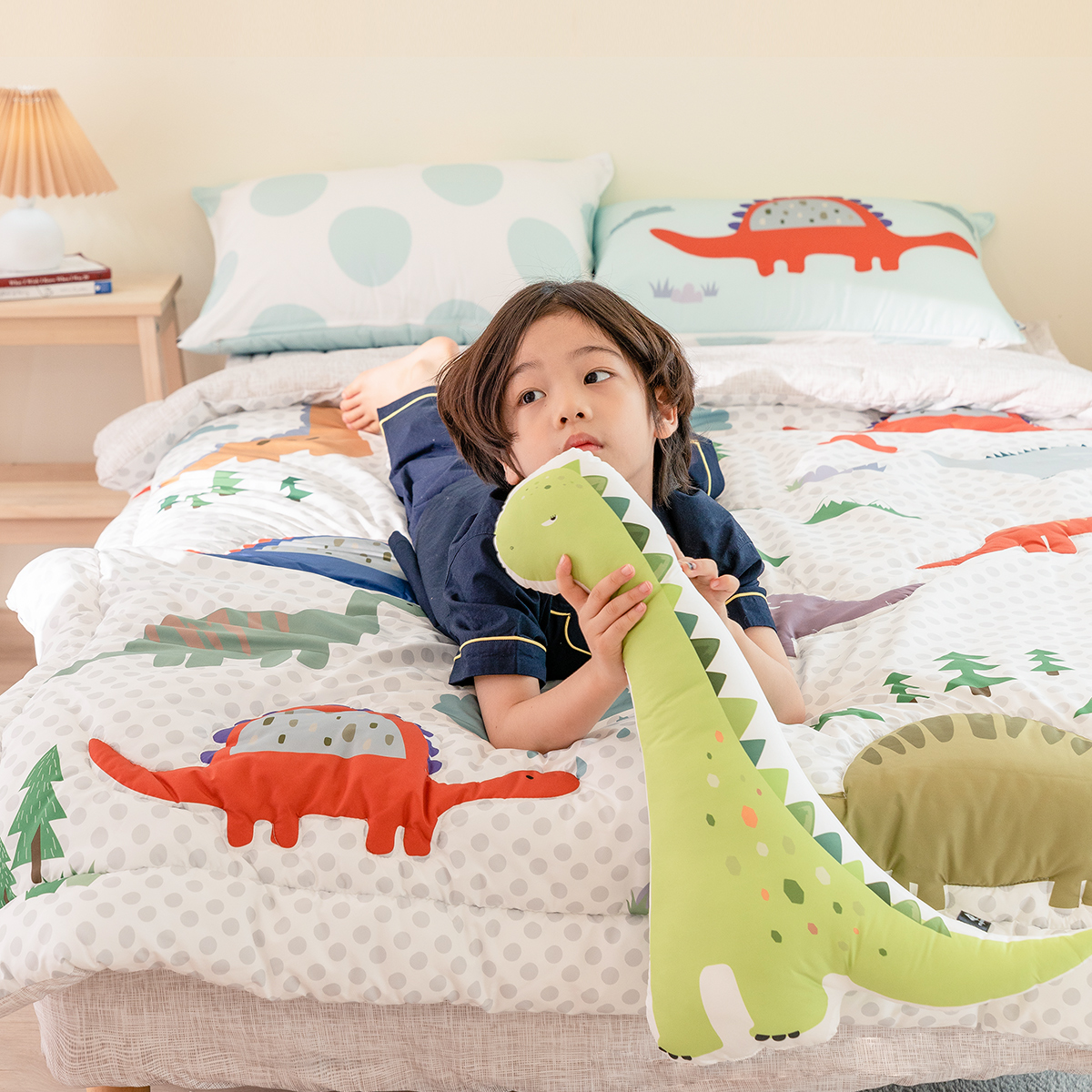 <b>키즈 알러지케어</b> 간절기 손자수 차렵이불 베개세트 S.SS(싱글.슈퍼싱글겸용)