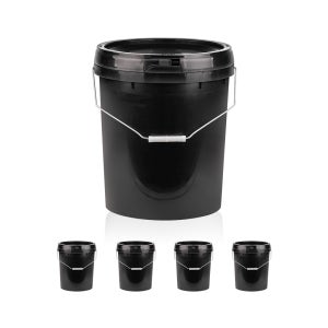 바케스 20L 검정 플라스틱 원형 용기 벌크통 페일통 6개(묶음 상품)