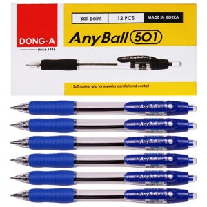 동아 애니볼 501 볼펜 155x81x28mm 125g 1.2mm 블루, 12개