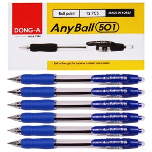 동아 애니볼 501 볼펜 155x81x28mm 125g 0.5mm 블루, 12개