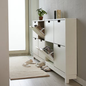 블루오아시스 인스토 4칸 슬림 신발장 현관 틈새 수납장 디자인 콘솔 960x170x900mm, 2단, 화이트