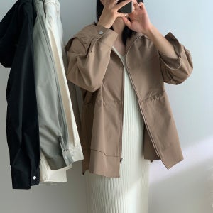 봄 점퍼 톡톡한 후드 스트링 여성 야상 점퍼 바람막이