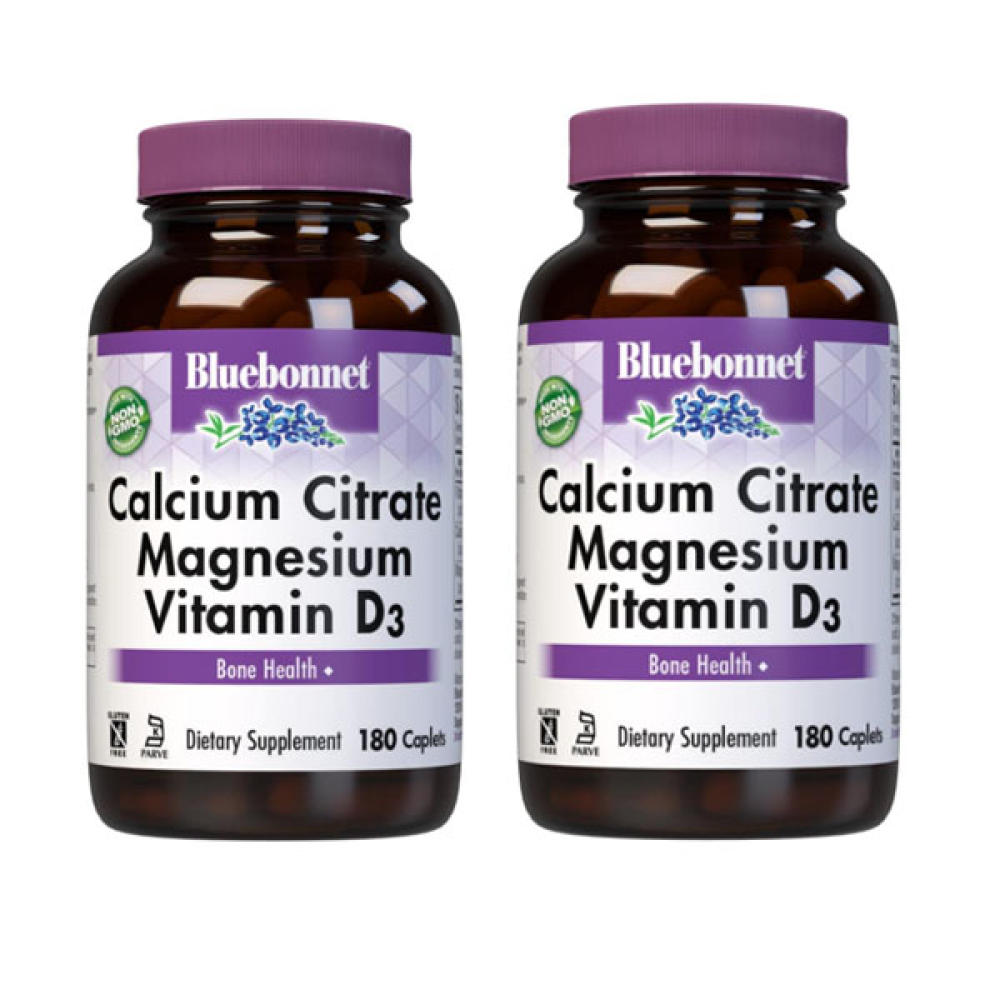 블루보넷 <b>칼슘 시트레이트 마그네슘 비타민 D3</b> 180정 2개 구연산 뉴트리션