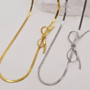 러블리 매듭 스네이크 리본 써지컬 뱀줄 셰릴비 목걸이 옐로우 골드 팔찌 세트가능