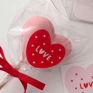 하트패턴 러브 스티커 하트 50매(100개) 선물 답례 포장스티커 구디백 빼빼로데이 레드