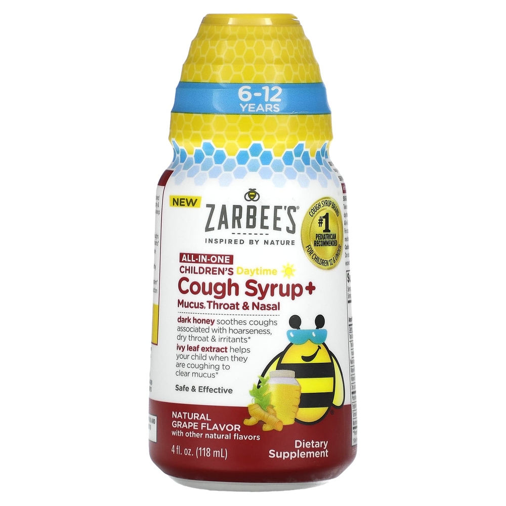 Zarbees 칠드런스 데이타임 <b>코프 시럽</b> 뮤커스 쓰로트 네이설 내추럴 118ml 4oz