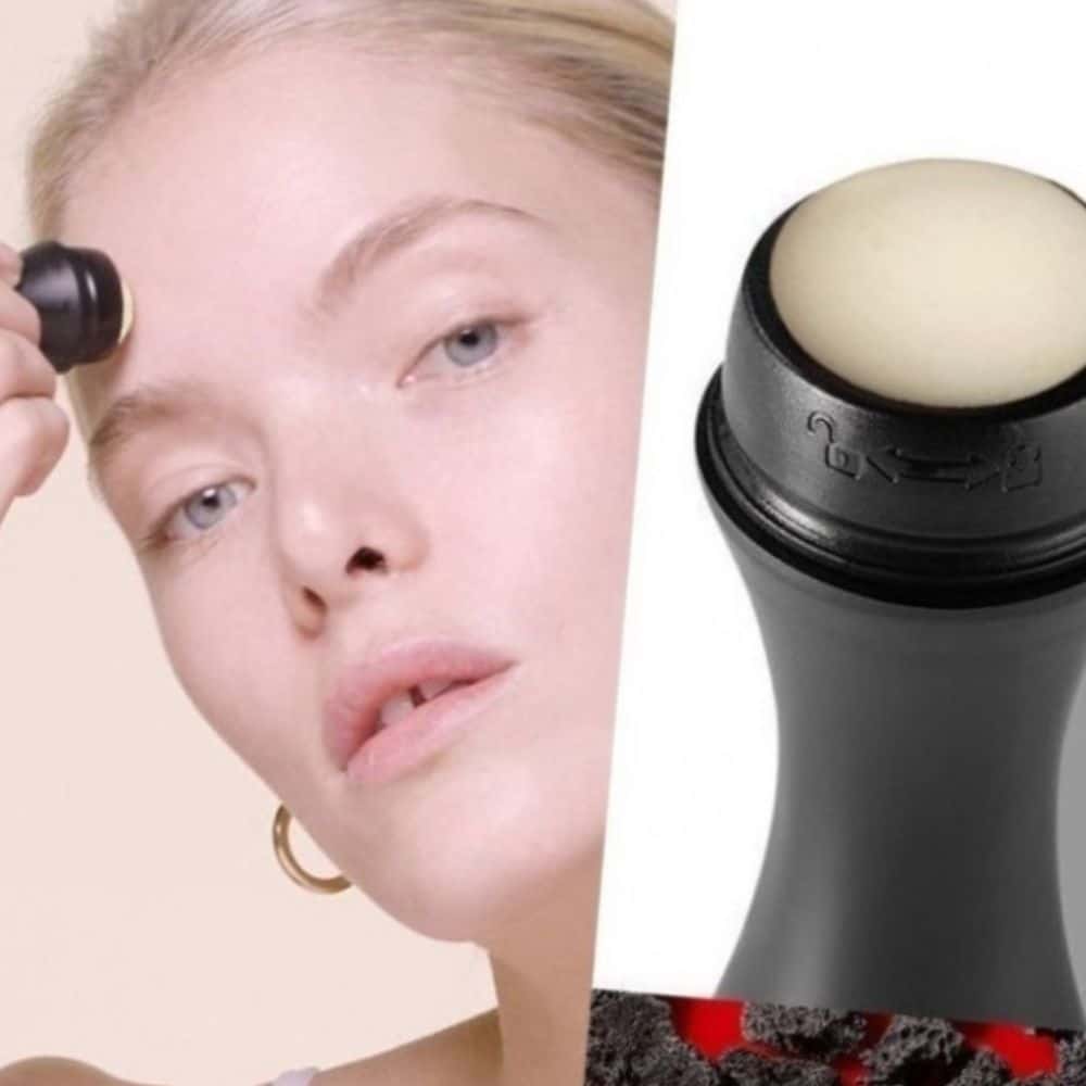 얼굴기름종이 페이스 화산석 오일 흡입 롤러 볼 얼굴 기름 유분 피지 제거 휴대용 메이크업