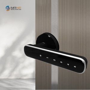 에버넷 에트로 목문용 무타공 도어락 번호키 지문인식 카드키 방 문 손잡이 블랙