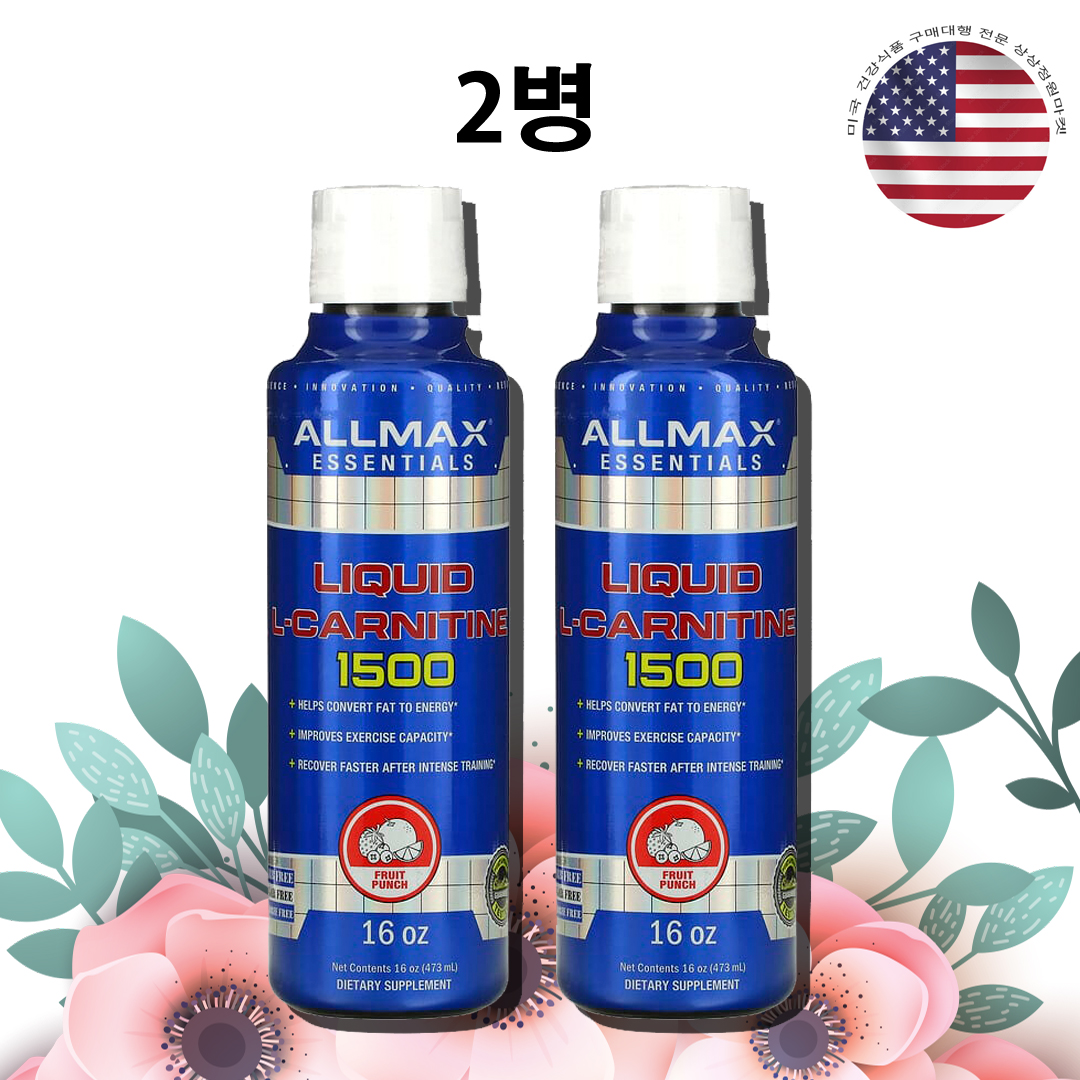 <b>올맥스</b> 카르니틴 액상 1500mg 32회분 과일펀치맛 <b>비타민 B1</b> B12 B5 x 2병