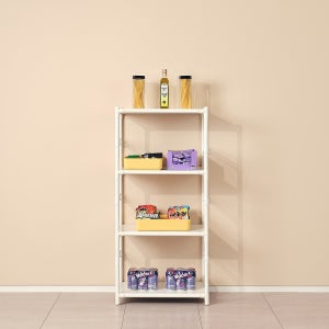 철제 팬트리 앵글 시스템 수납 선반 가로 500 4단, 500x375mm, 화이트