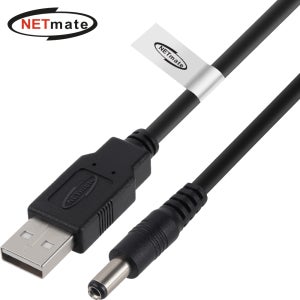 강원전자 넷메이트 USB 전원 케이블 (5.5x2.5mm/18W/블랙) 2m, 1개