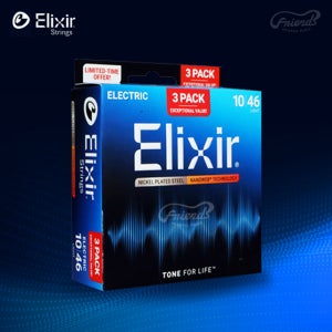 엘릭서 3팩 일렉기타 줄 스트링 나노웹 슈퍼 라이트 009 옵티