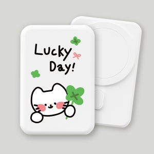 [맥세이프 무선 보조배터리] 럭키데이 댕냥 5000mAh 비상충전용 C타입 유무선 led표시 클로버 행운 럭키비키