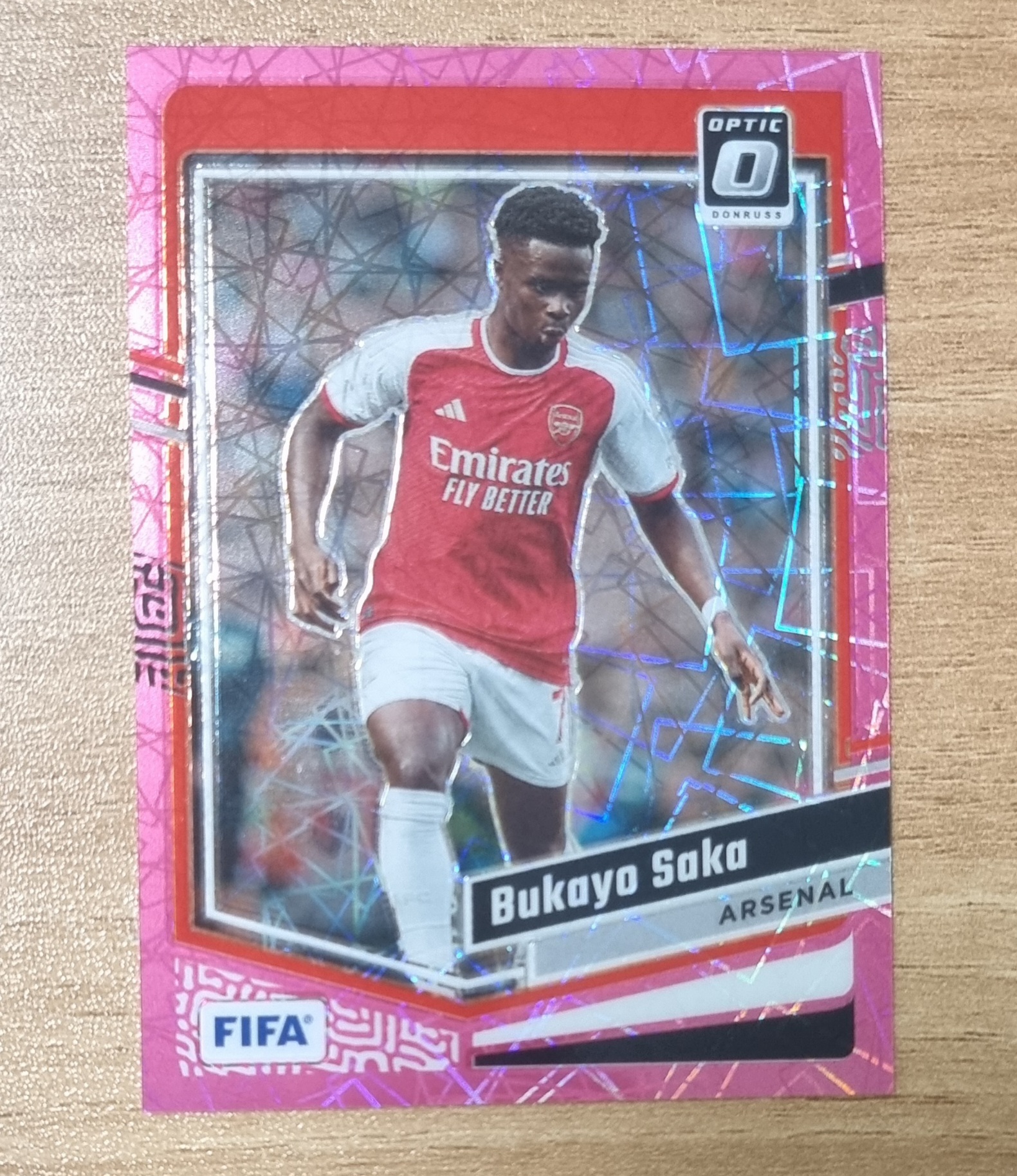 99한정판 부카요 사카 2023-24 Panini Donruss Optic Pink Velocity Prizm Bukayo Saka No-72 축구카드