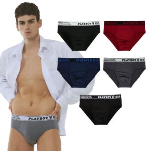 플레이보이속옷 빅사이즈 남성언더웨어 남자팬티 레이온 기능성 쿨 브리프 남자삼각팬티 5매