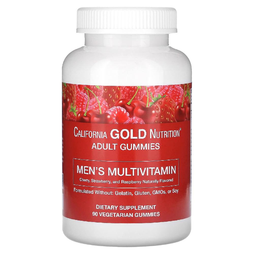 캘리포니아 골드 <b>뉴트리</b>션 California Gold Nutrition 남성용 종합비타민 구미젤리 혼합 베리 및 과일 90개