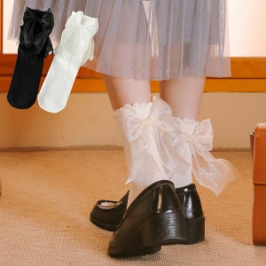 미니스커트 귀여운 예쁜 여성양말 블랙 화이트 공주 큰리본 포인트 양말