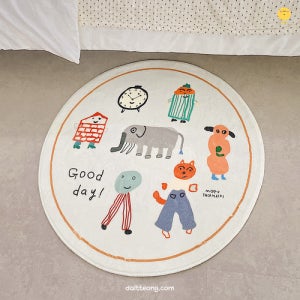 달떵 귀여운 굿데이 애니멀 원형 러그 140x140cm