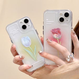 아이폰 로즈 튤립 12 XS X 14 13 XR 프로 맥스 미니 플라워 나염 케이스