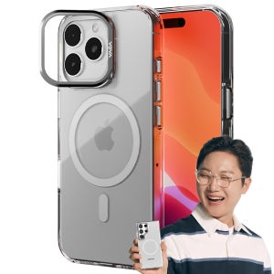 보바 아이폰 링스탠드 맥세이프 케이스 실버클리어, 아이폰16 프로