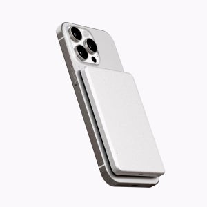 지니비 포켓비 초슬림 맥세이프 보조배터리, 고속 무선충전 휴대용 5000mAh, 실버