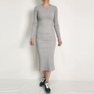 가을 무지 기본 베이직 심플룩 뒷트임 골지 면 스판 슬림핏 긴팔 이너 롱 원피스