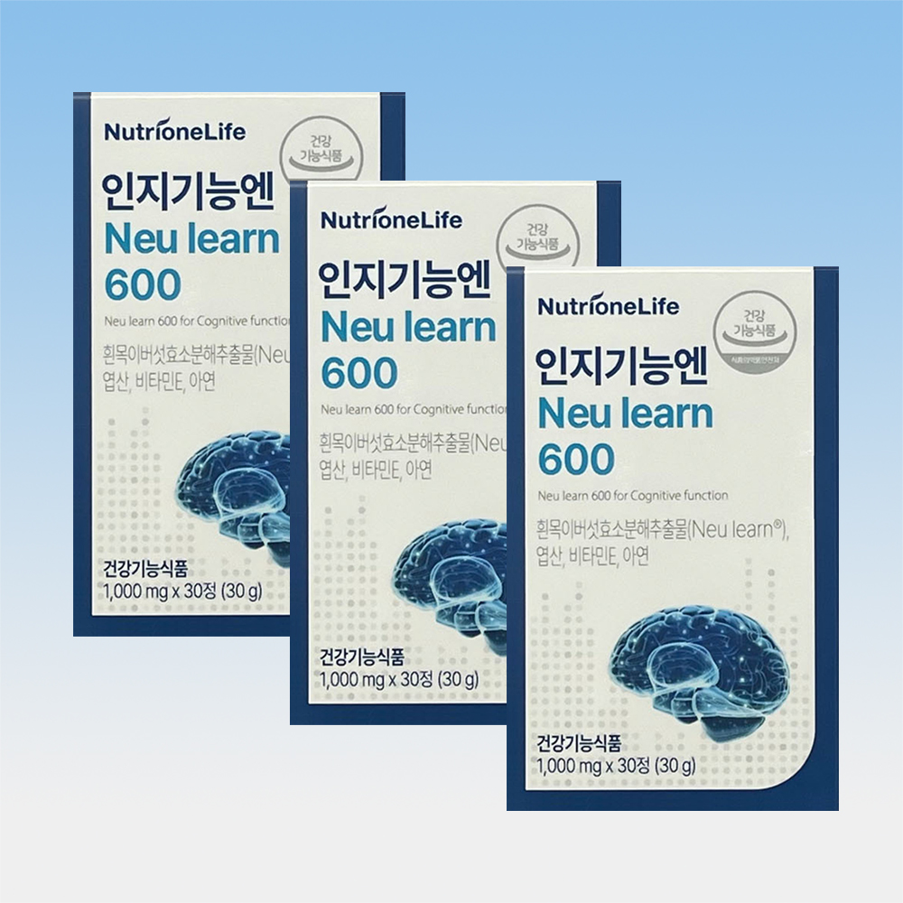 뉴트리원 인지기능엔 뉴런 600 흰목이버섯효소분해 추출물 30정 3박스 3개월분