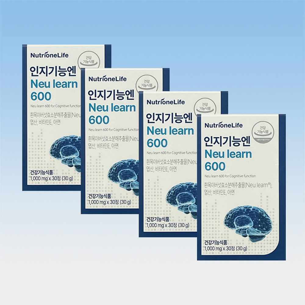뉴트리원 인지기능엔 뉴런 600 흰목이버섯효소분해 추출물 30정 4박스 4개월분