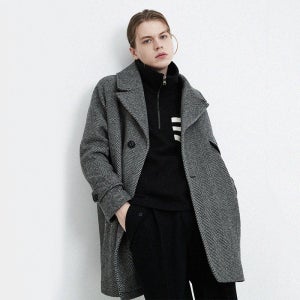[커스텀어스]세미더블 코쿤실루엣 남자 코트 CXS24WWCTA20 GRY