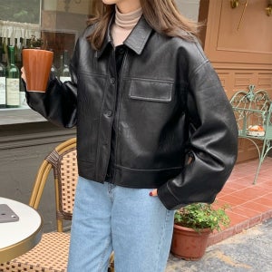 모던시크 라이더 가죽 점퍼 여자 봄 레더 가을 데일리 숏 여성 PU 레자 가죽점퍼