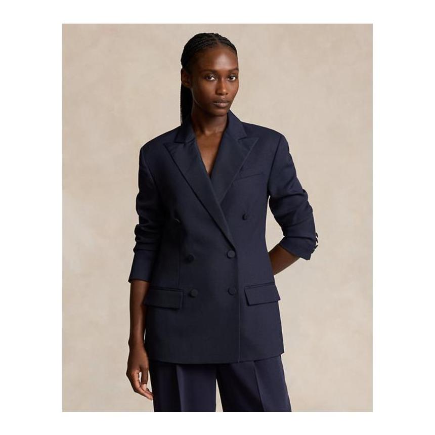 폴로 랄프로렌 여성 Silk Lapel Double Breasted Wool Blazer