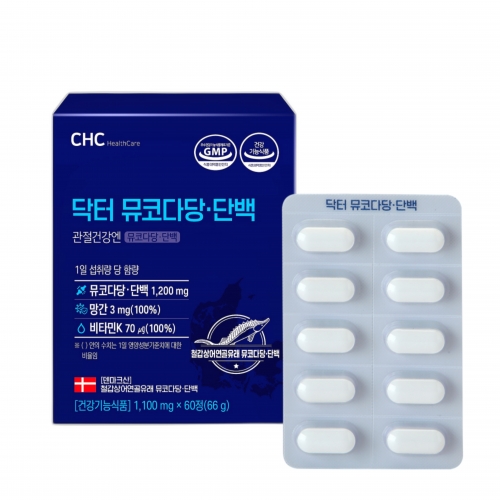 CHC 닥터 뮤코다당단백 1,100mg x 60정 관절 연골 덴마크산 철갑상어연골유래