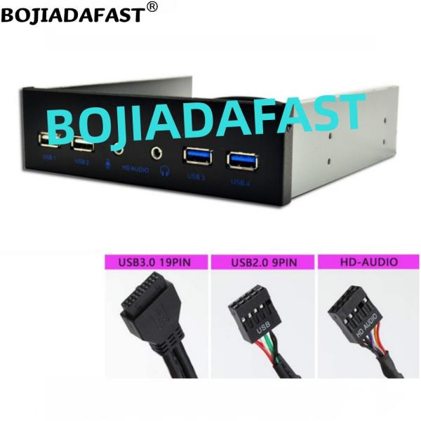 PC 컴퓨터 케이스용 데스크탑 전면 패널, 2 x B 3.0 및 <b>듀얼</b> 커넥터, HD 오디오 마이크 이어폰 포트, 5.25 인치